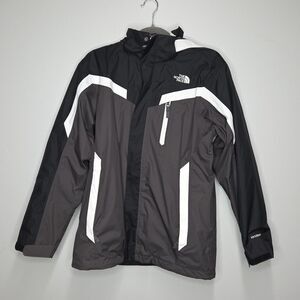 The North Face Kids Black & Gray Raincoat with White Accents